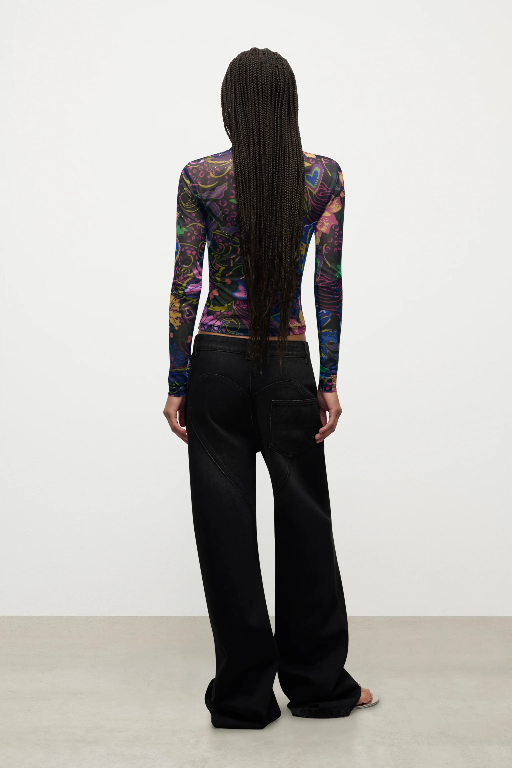 Crystal Chain Cutout Relaxed Jean - Image 4