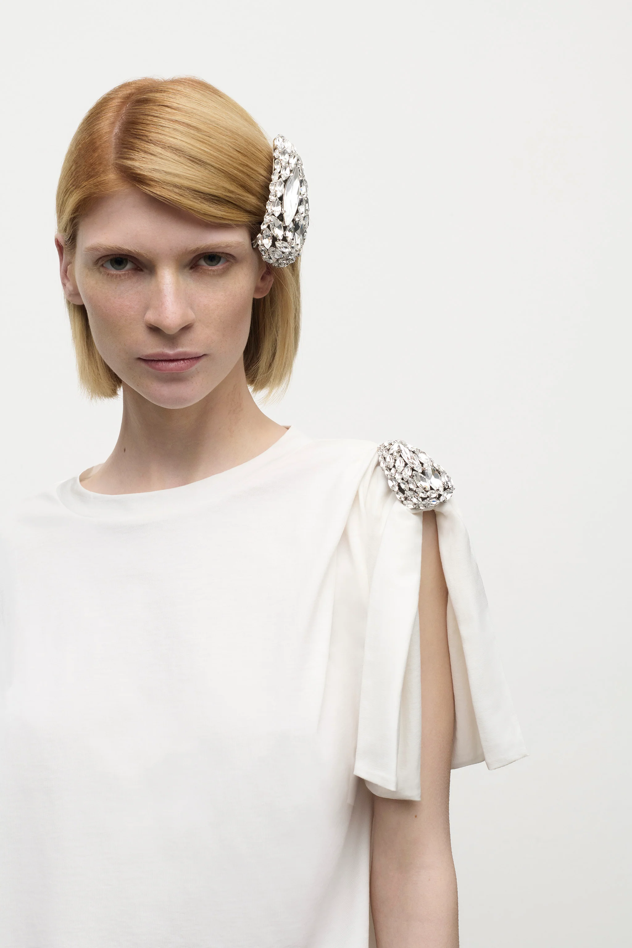 Crystal Cluster Asymmetrical Short Sleeve T-Shirt - Image 5