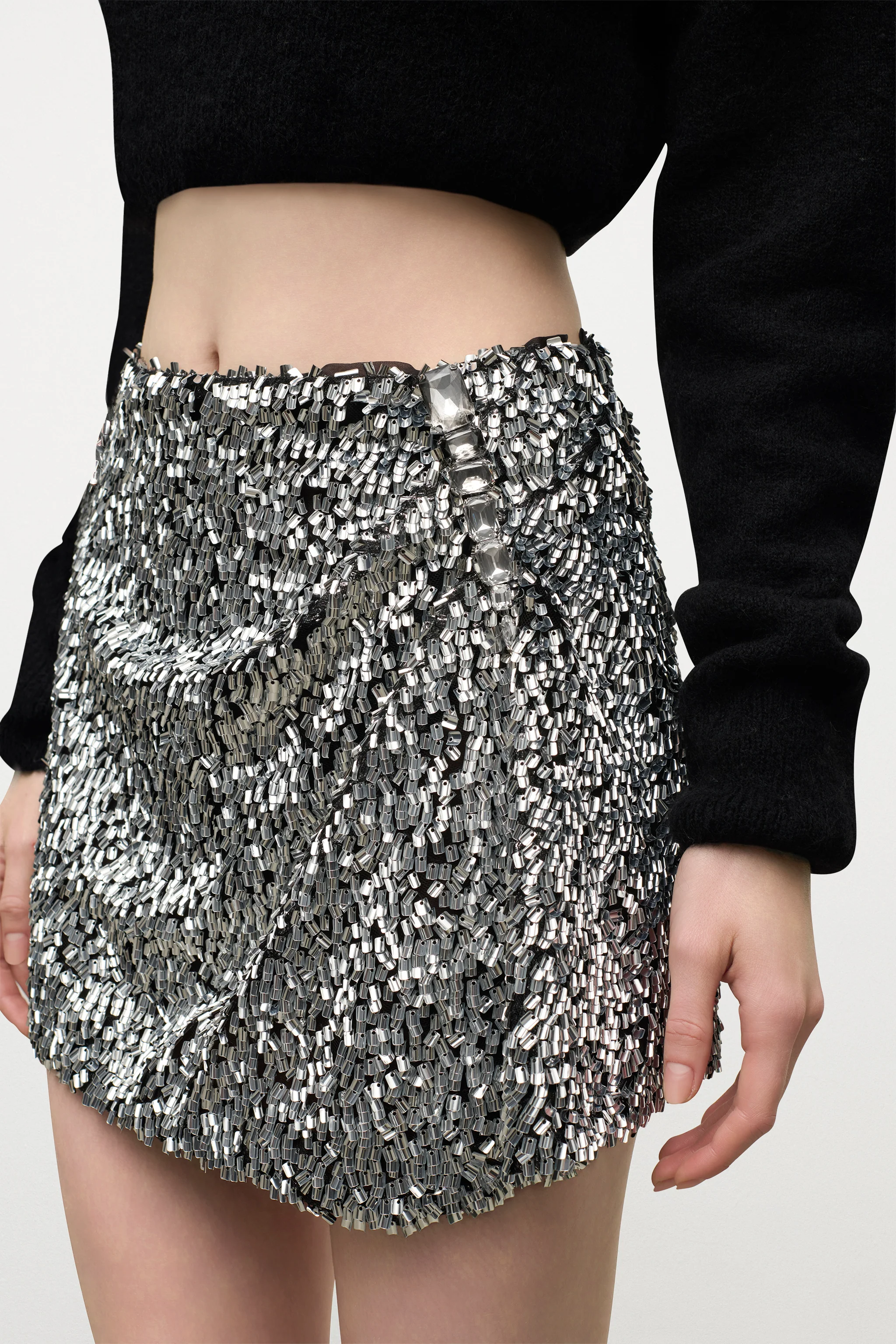 Crystal Cluster Sequin Mini Skirt - Image 5
