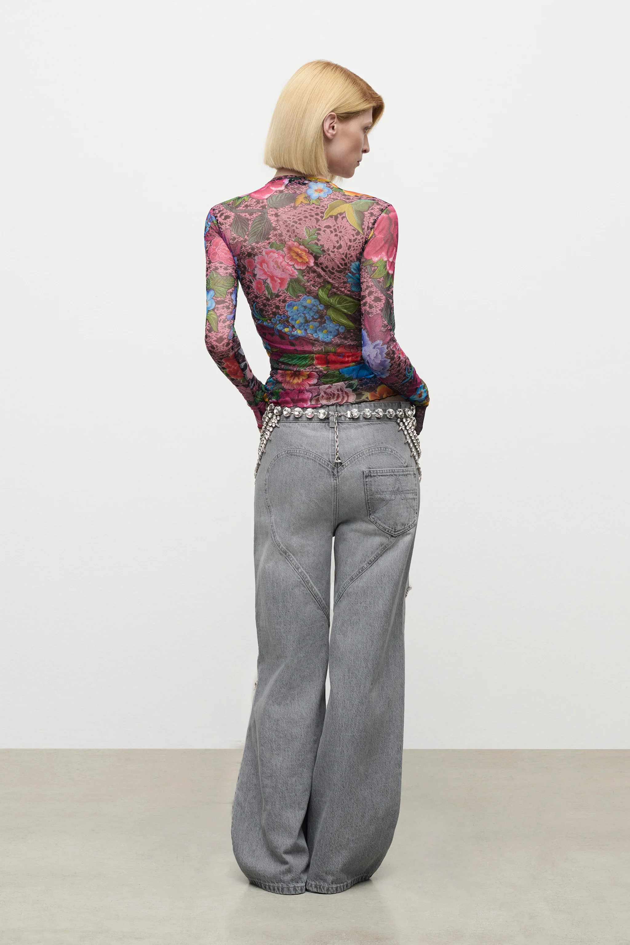 Distressed Crystal Relaxed Slit Jean - Image 4