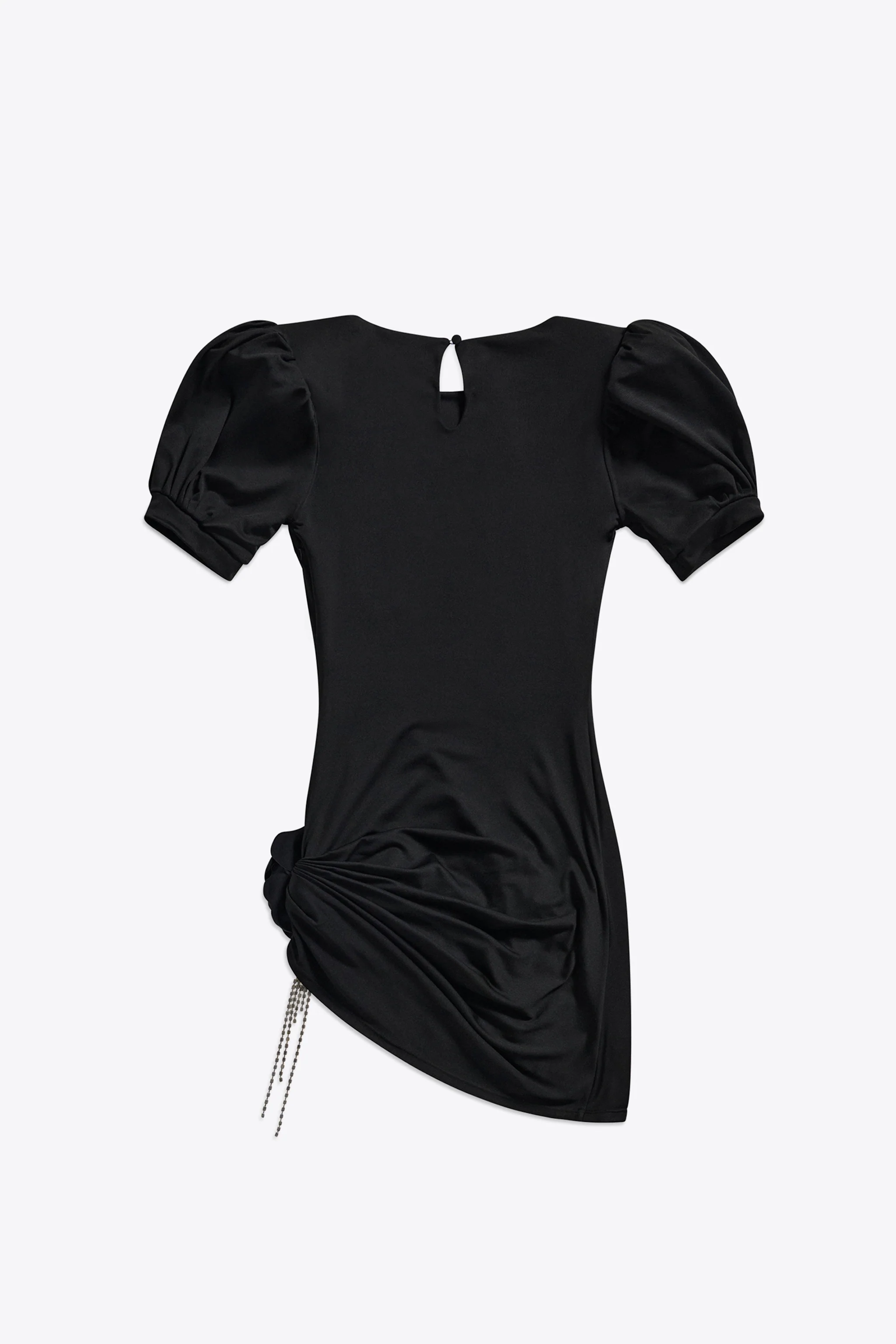 Crystal Flower Draped Short Sleeve Mini Dress - Image 2