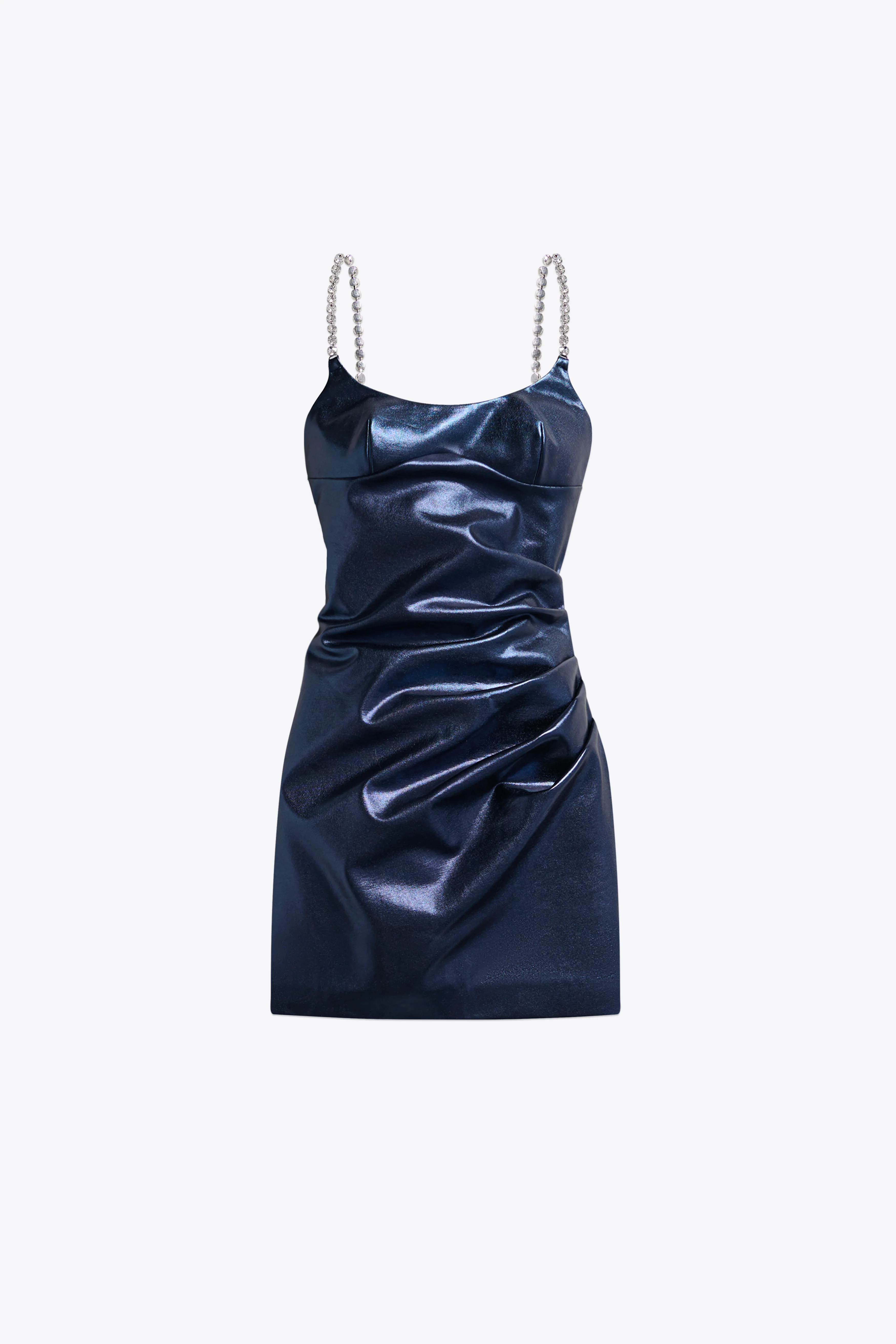 Crystal Strap Metallic Mini Dress