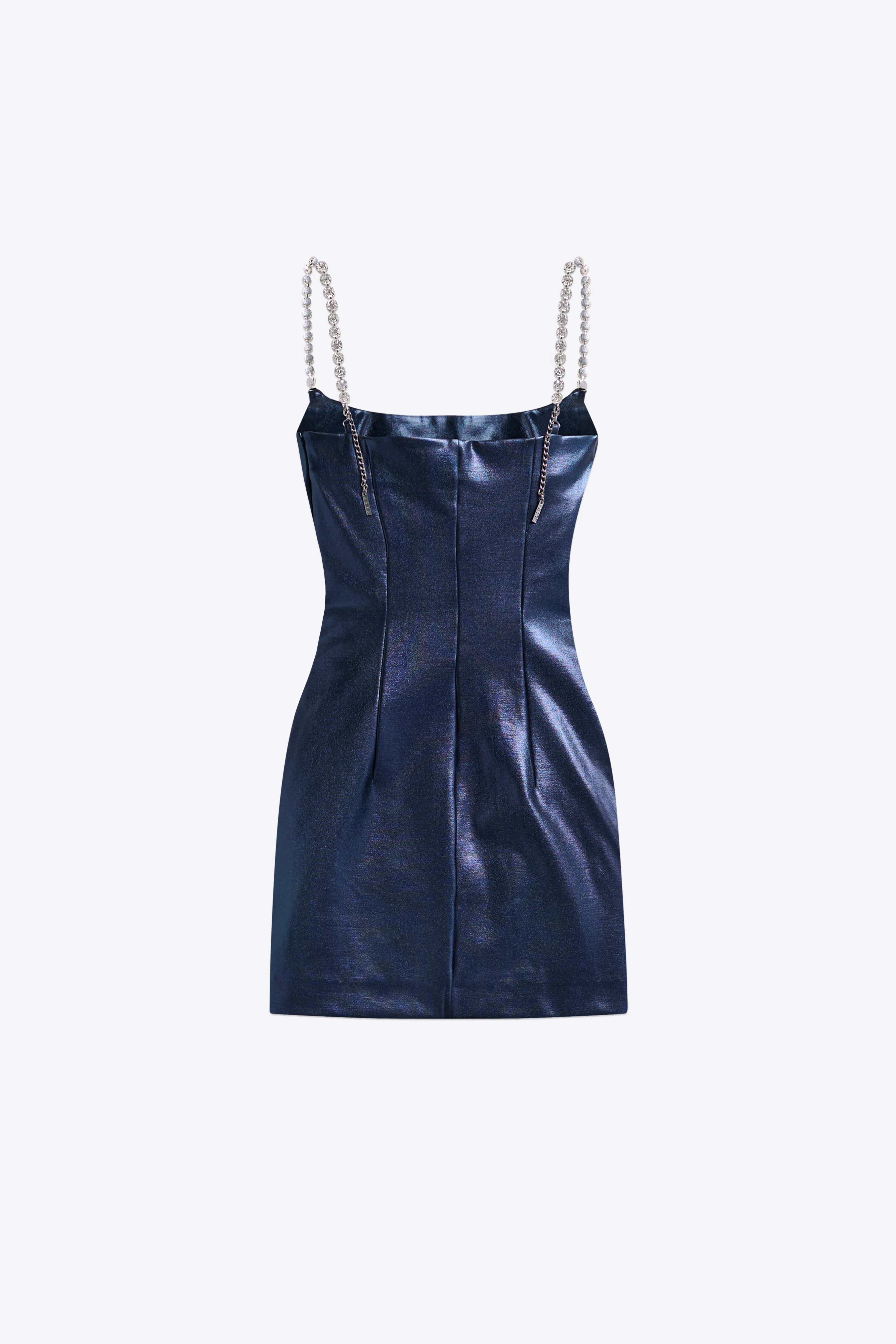 Crystal Strap Metallic Mini Dress - Image 2