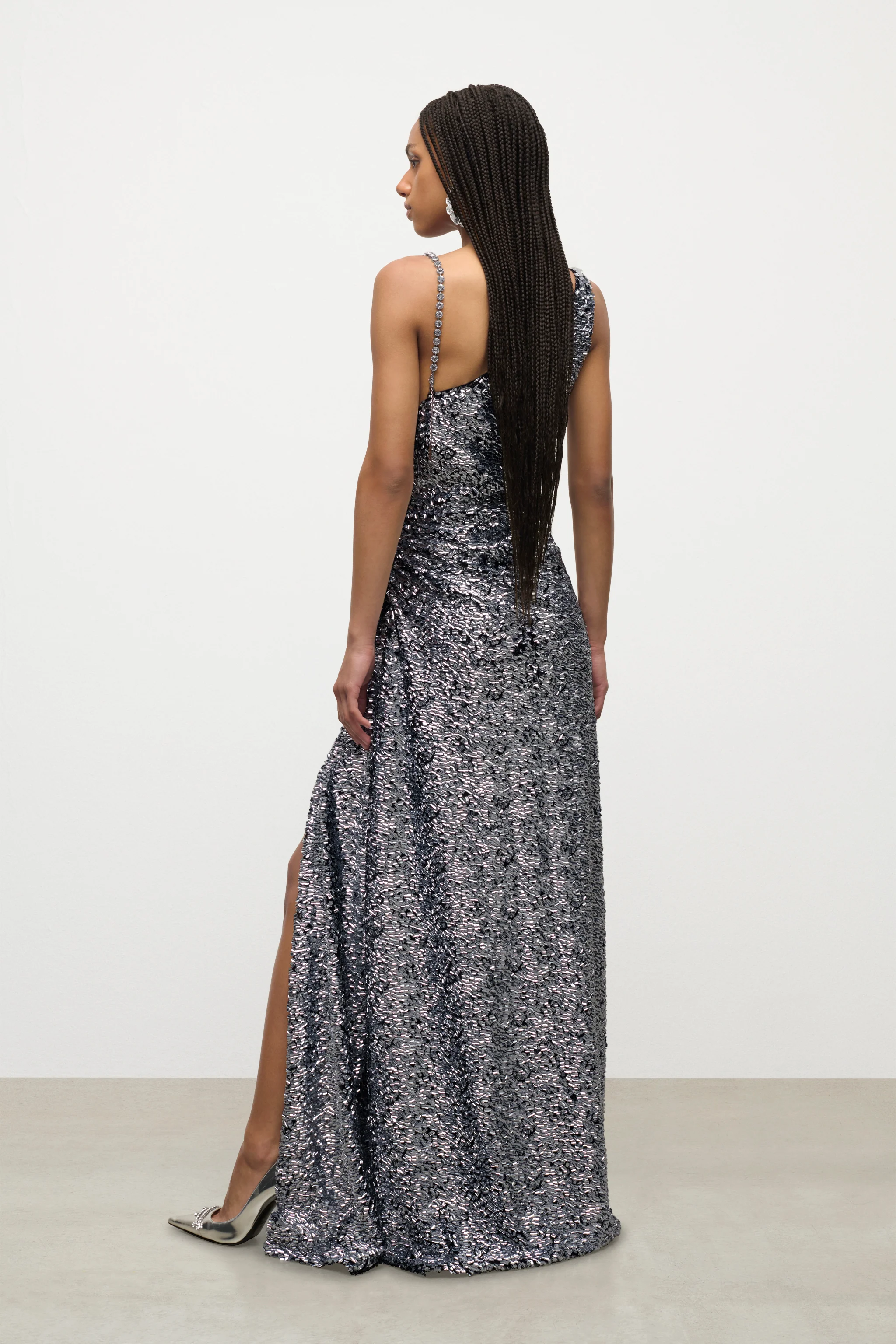 Crystal Strap Sequin Gown - Image 4