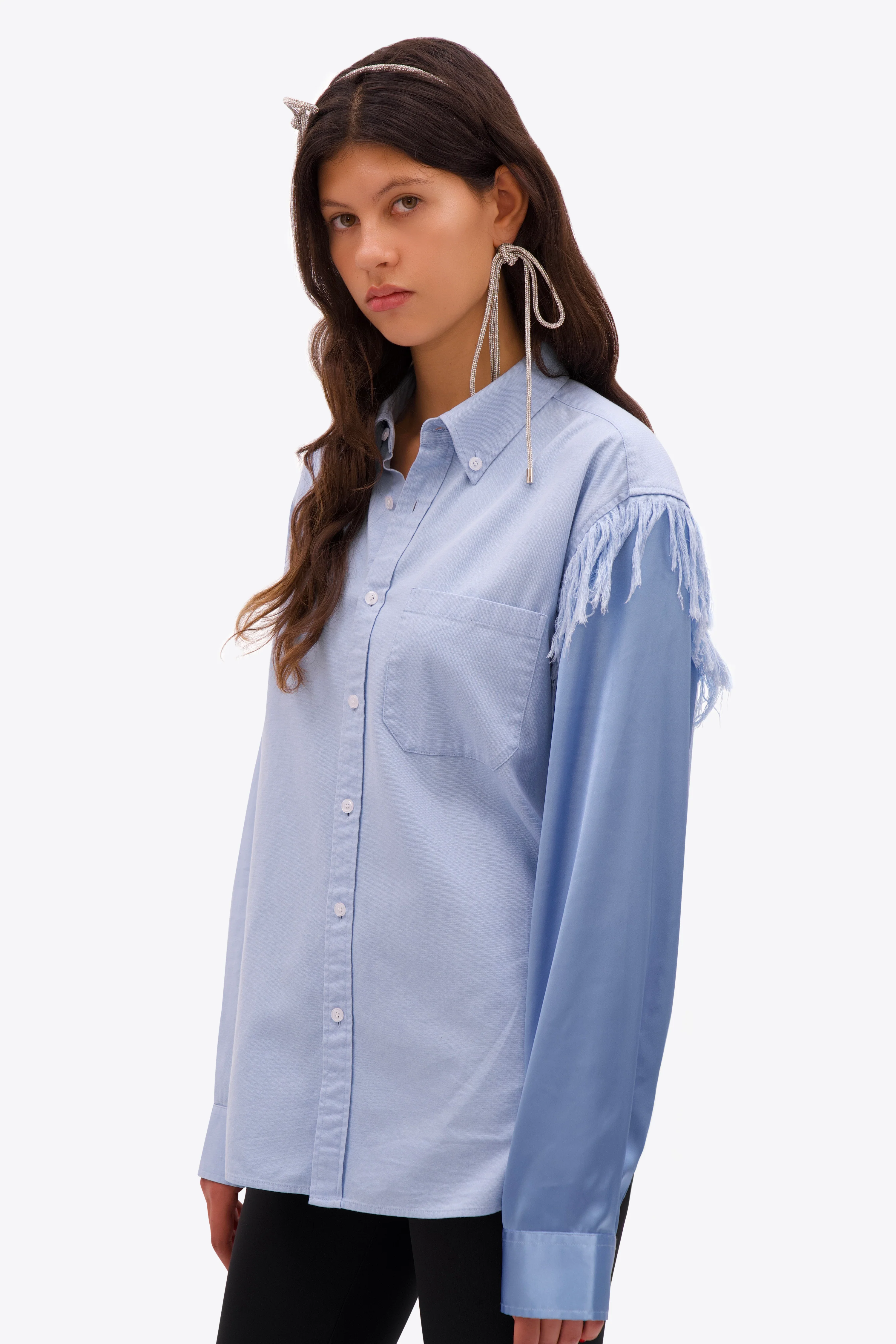 Deconstructed Satin Oxford Shirt - Image 5
