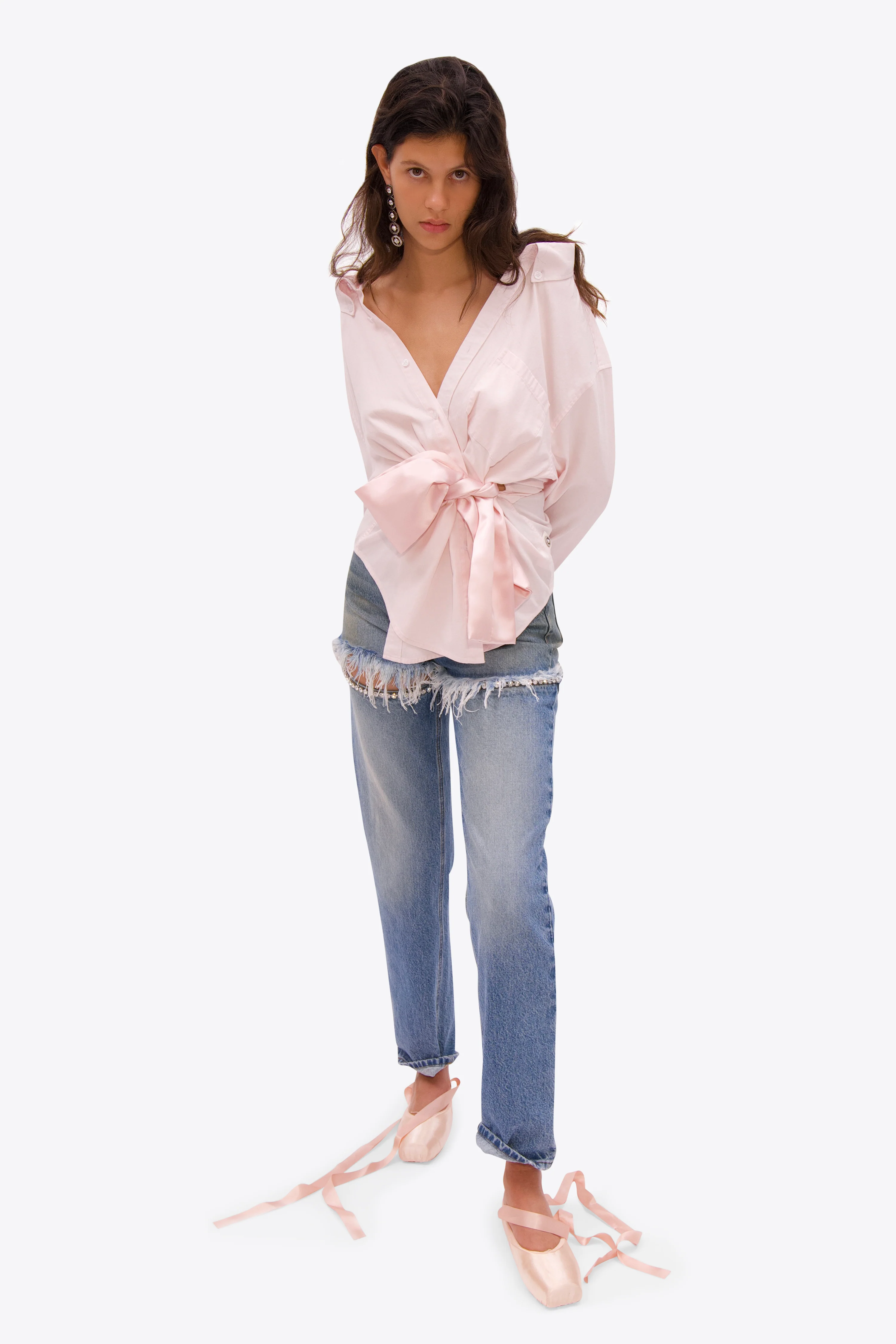 Satin Knot Oxford Shirt - Image 3