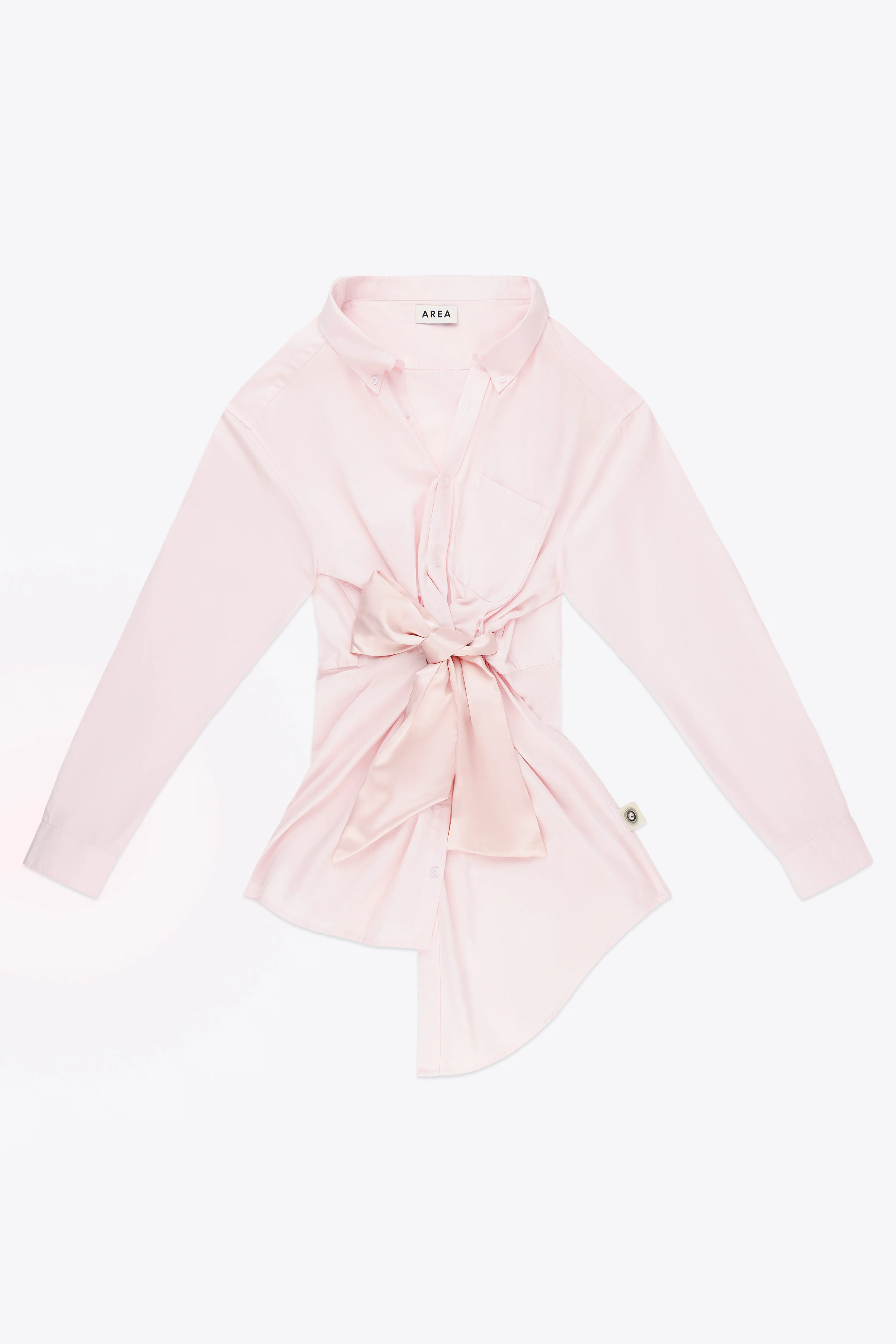 Satin Knot Oxford Shirt Dress