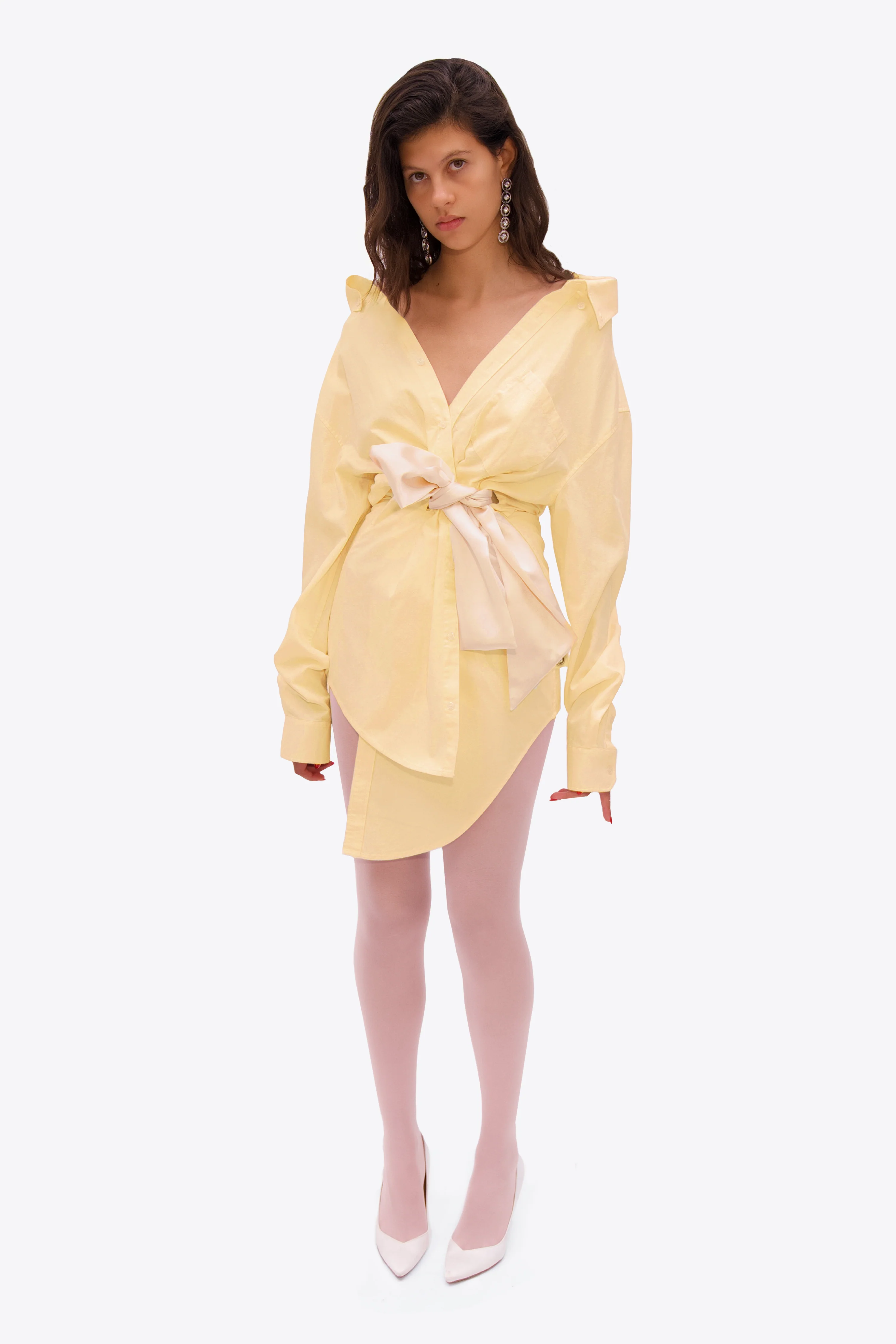 Satin Knot Oxford Shirt Dress - Image 2