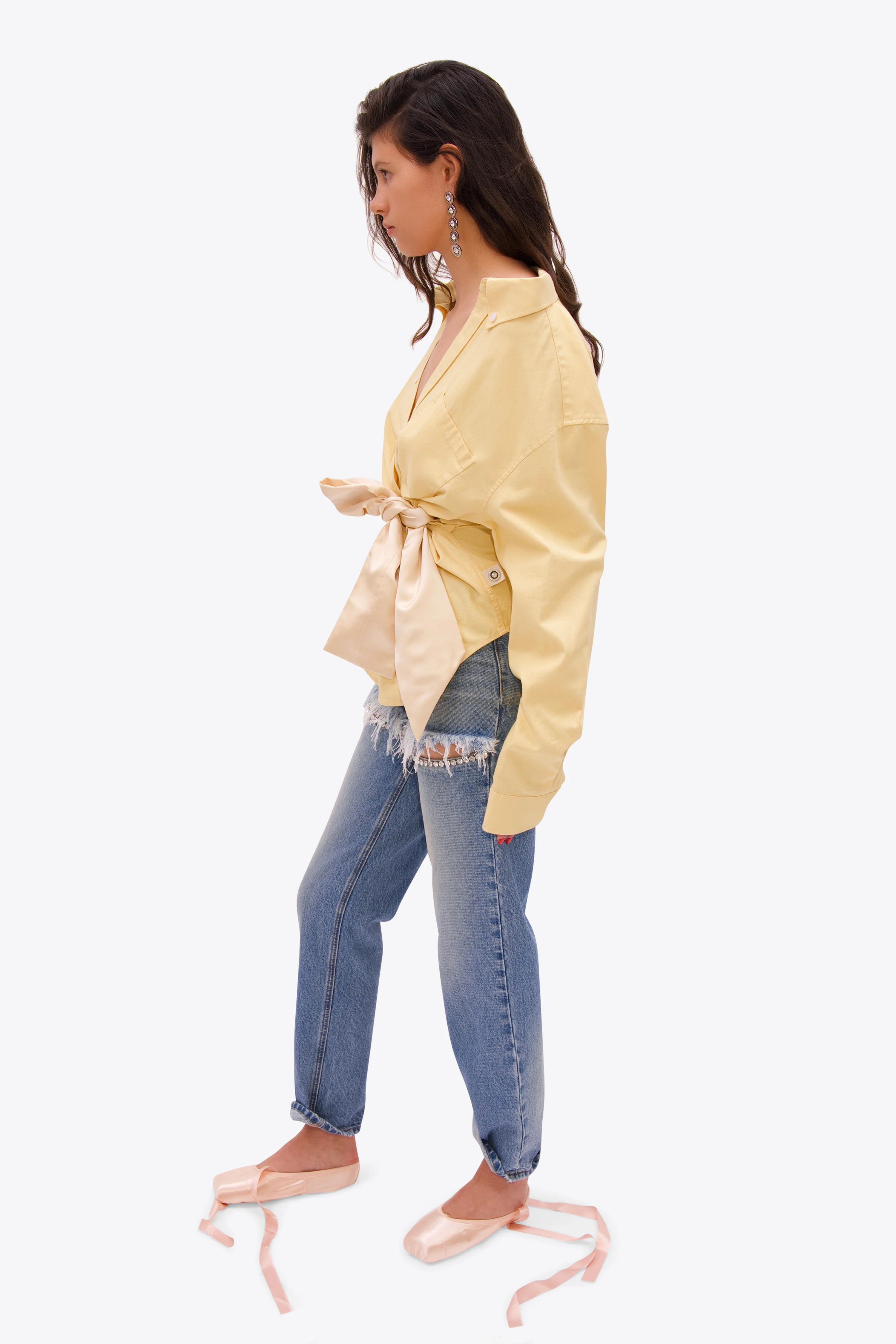 Satin Knot Oxford Shirt - Image 3