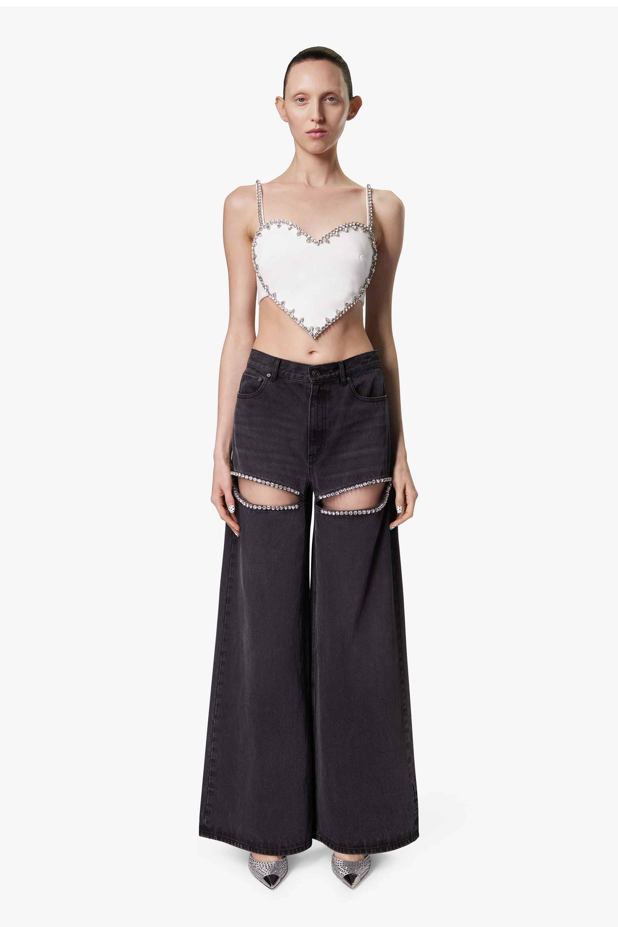 Wide Leg Crystal Slit Jean - Image 4