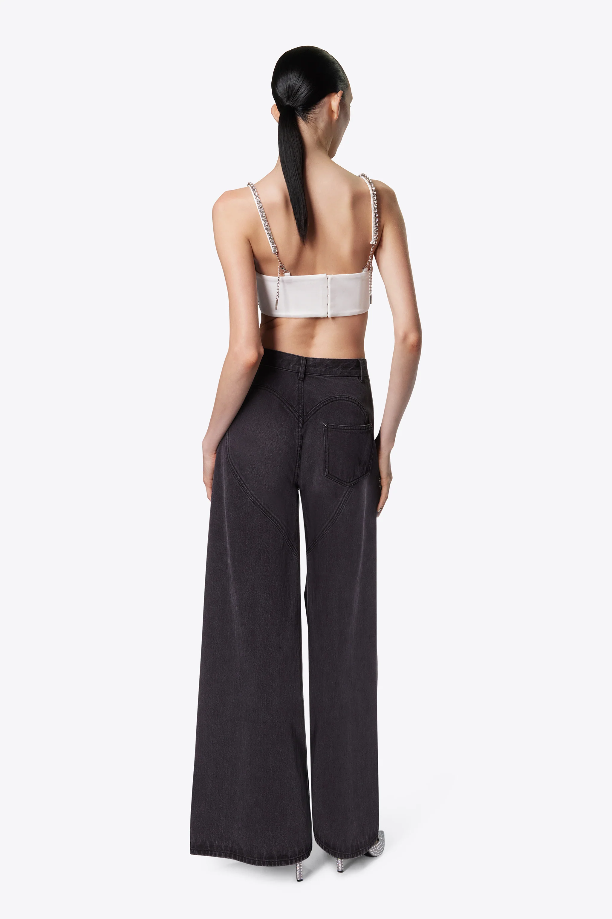 Wide Leg Crystal Slit Jean - Image 5
